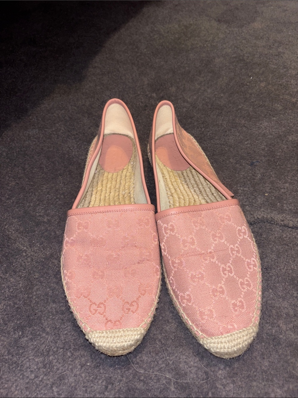 Gucci Pink Canvas Espadrille Loafers